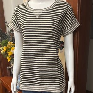 NWT Style&Co size small sport Striped Black and White Women's Top